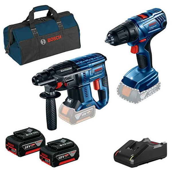 Bosch GBH 180 + GSR 180 + 2x18v 4.0 + GAL + BAG 0615990M31