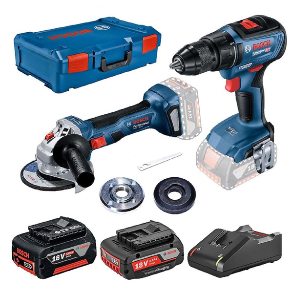 Bosch GSR 18V-50 + GWS 180-LI Akülü Taşlama ve Vidalama Set 2 Ah + 5 Ah Akü - 0615990M47